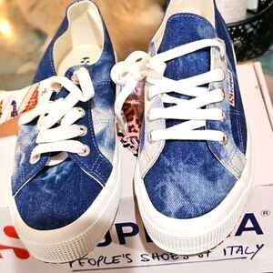 New Superga Blue Denin Sneakers Sz 37